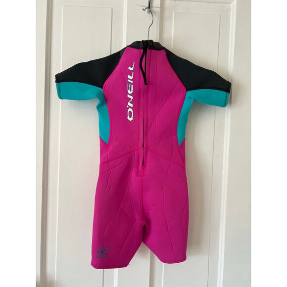 O'Neill Toddler 2MM Reactor Wetsuit size 3 water rash guard 50+ spf shorty pink - Picture 2 of 5